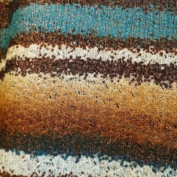 Copper Sheen T-shirt Top Plus 1X Blue Brown Teal Dolman Scoop neck hi-lo blouse - Picture 7 of 9